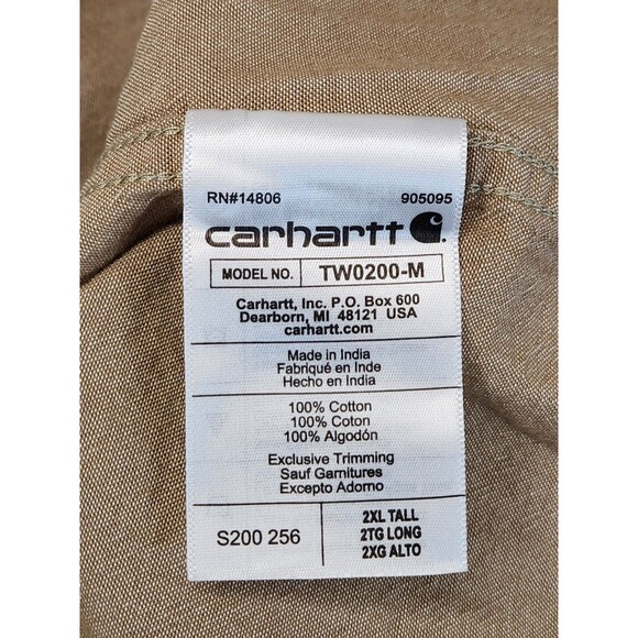 NWT Carhartt Rugged Flex Shirt Men's 2XLT Beige S/S Button Down Chambray Relaxed - Picture 9 of 9
